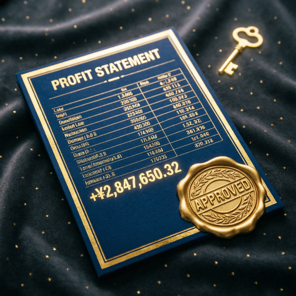 Approved profit statement showing successful funded account