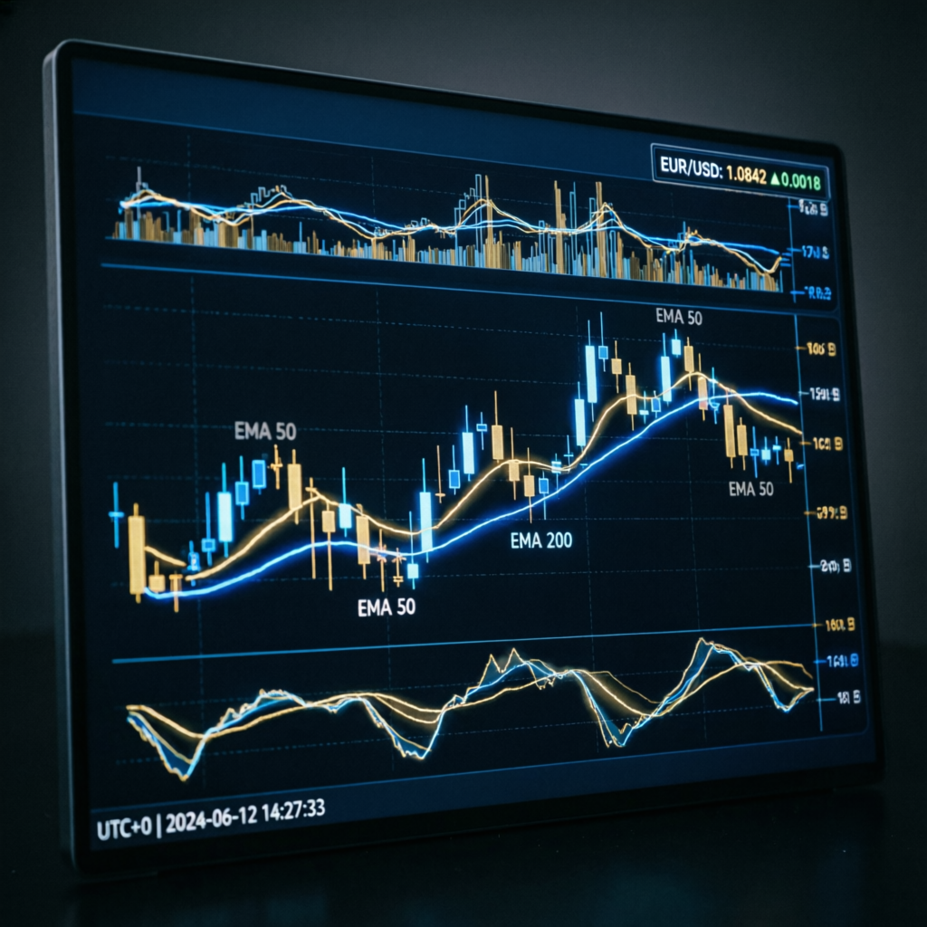 Professional forex chart analysis with technical indicators