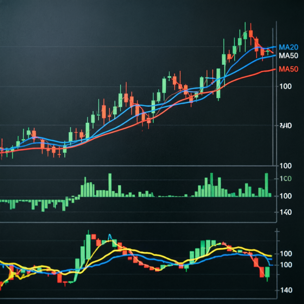 Professional forex trading strategy chart with technical indicators
