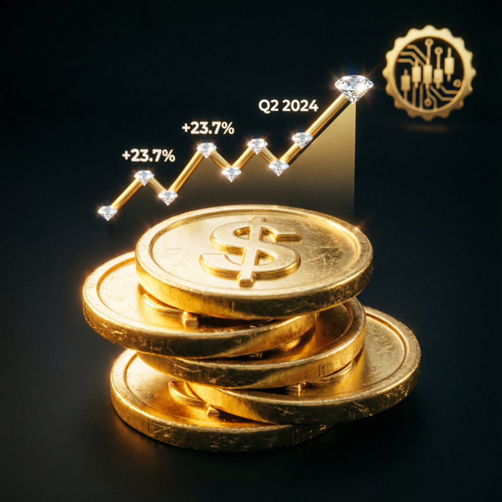 Gold coins with profit chart representing trading payouts and success