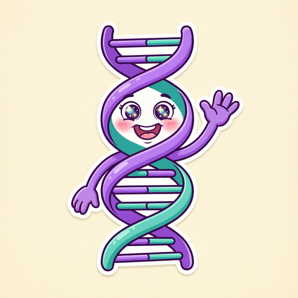 Gene Genie DNA mascot waving