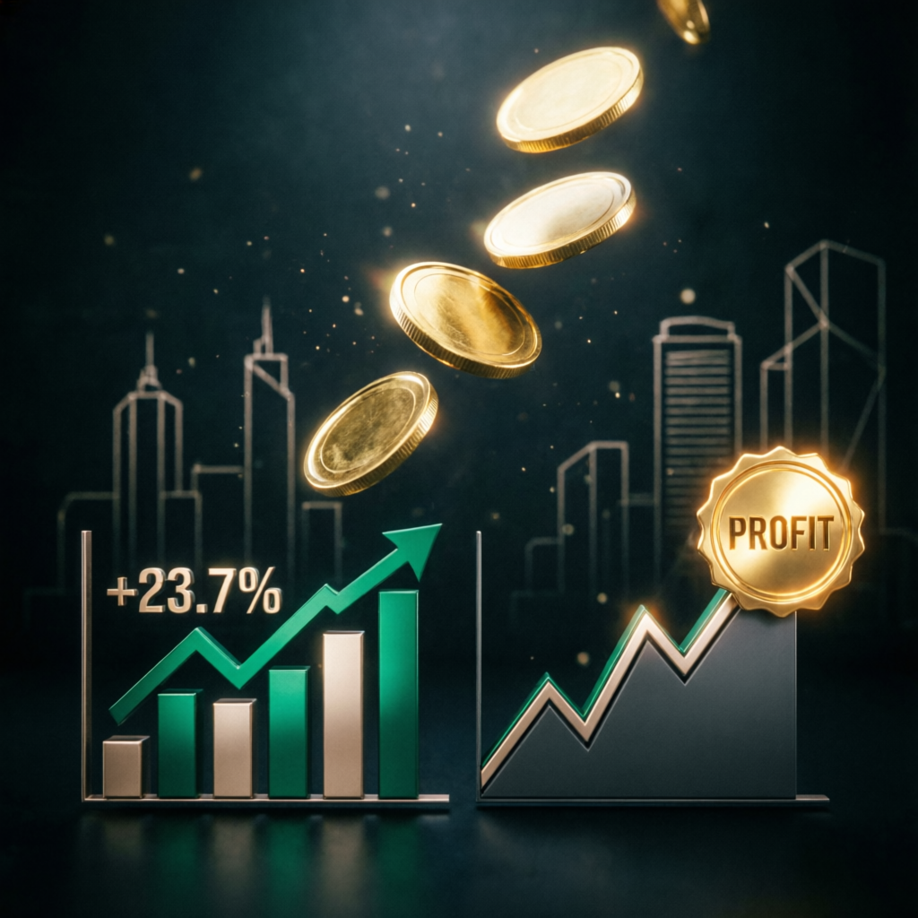 Profit payout success with golden coins and rising charts for Apex Trader Funding