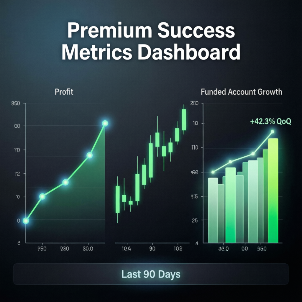 Premium success metrics dashboard showing profit growth