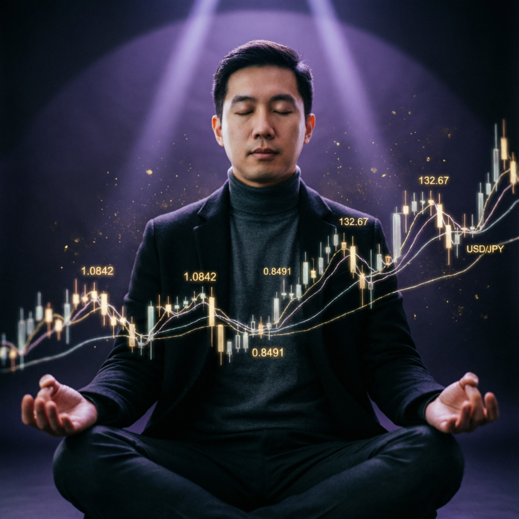 Trading psychology and discipline with meditating trader
