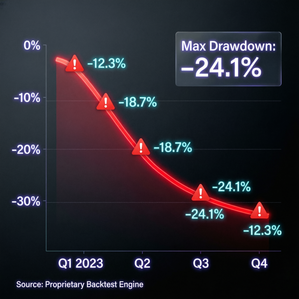 Trading drawdown chart showing maximum drawdown visualization
