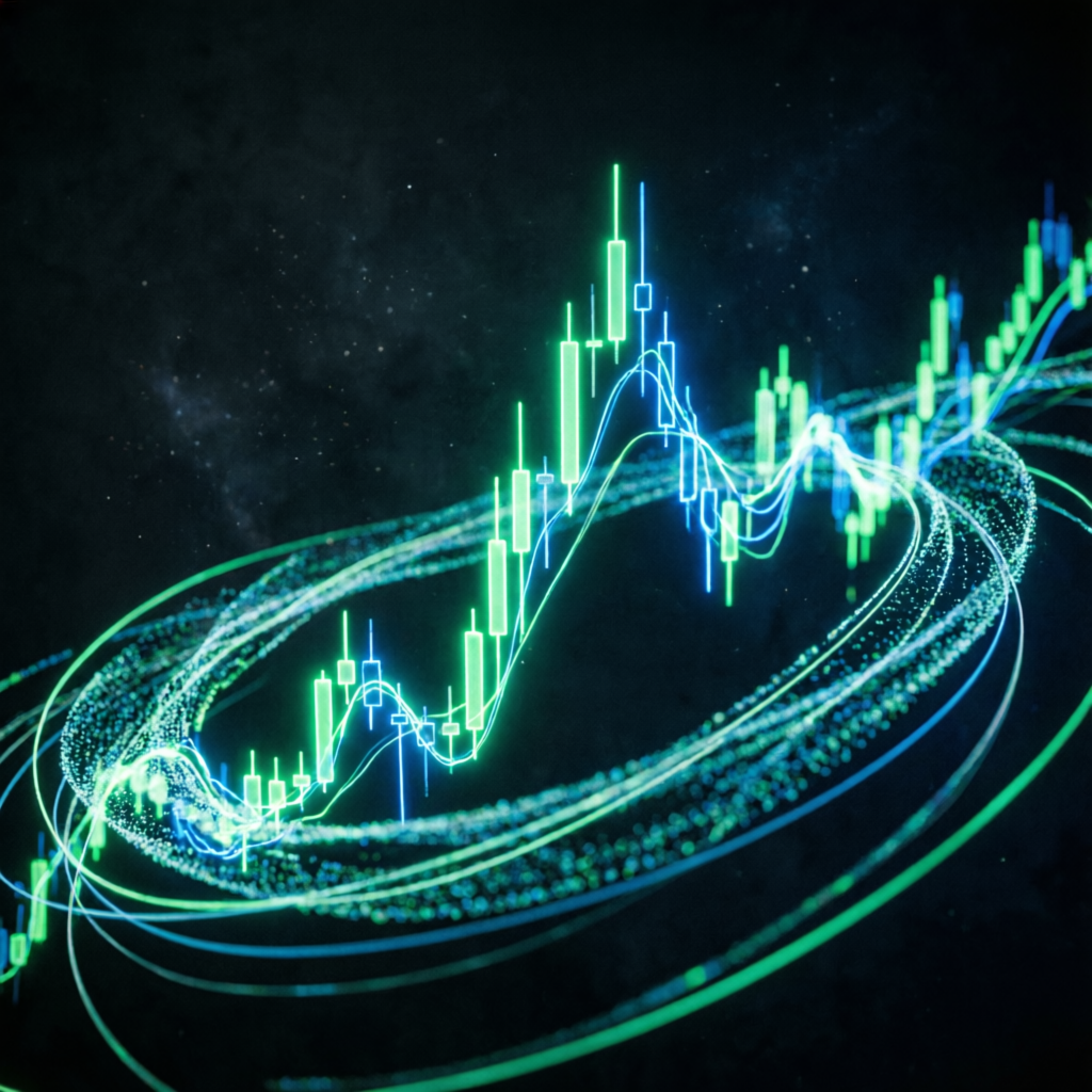 Professional trading strategy visualization with candlestick charts