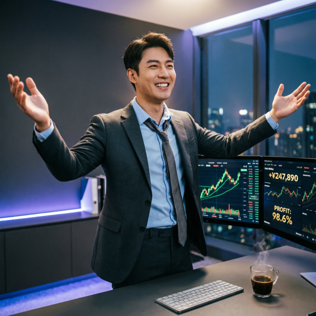 Happy trader celebrating success