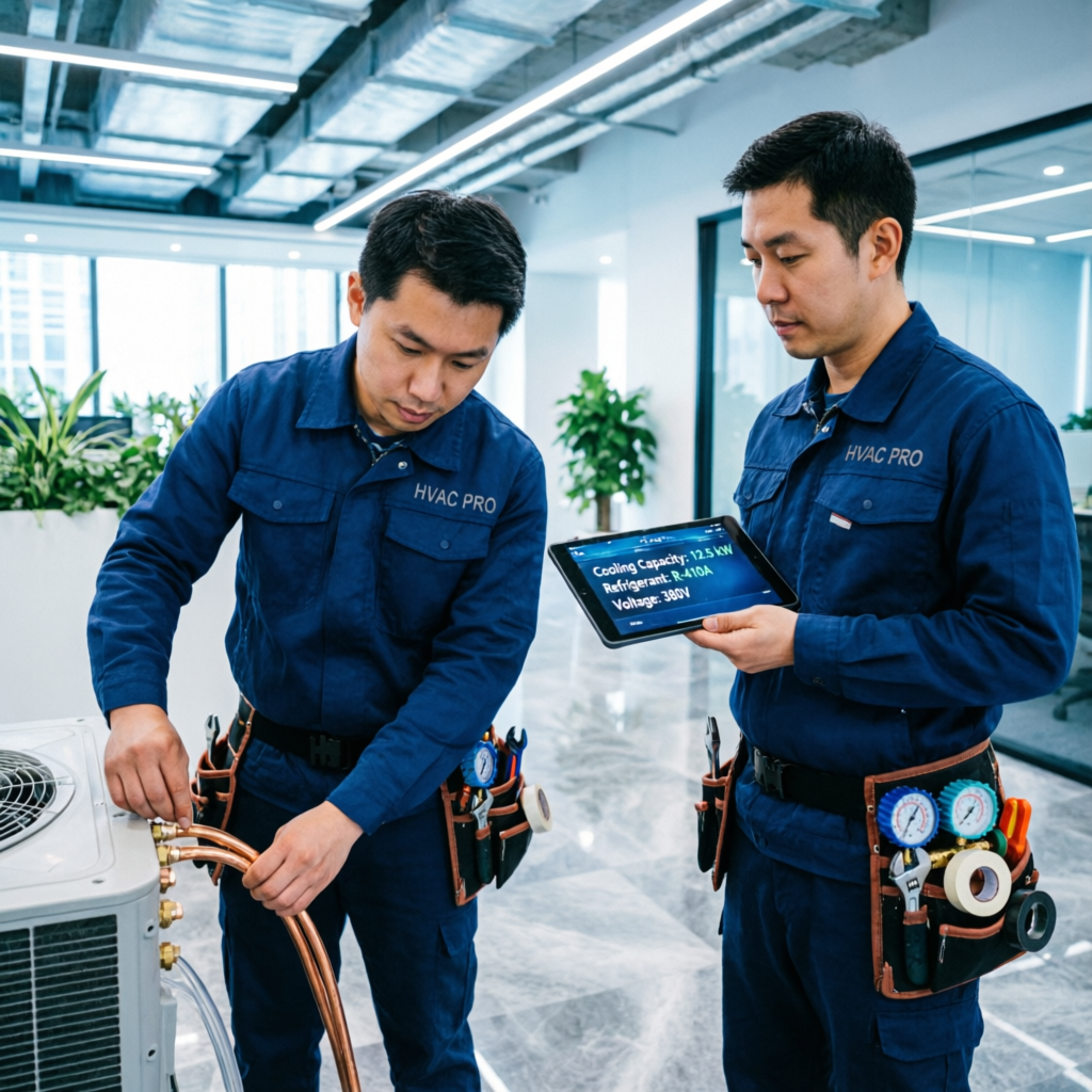 Equipe de técnicos especializados em instalação de ar-condicionado