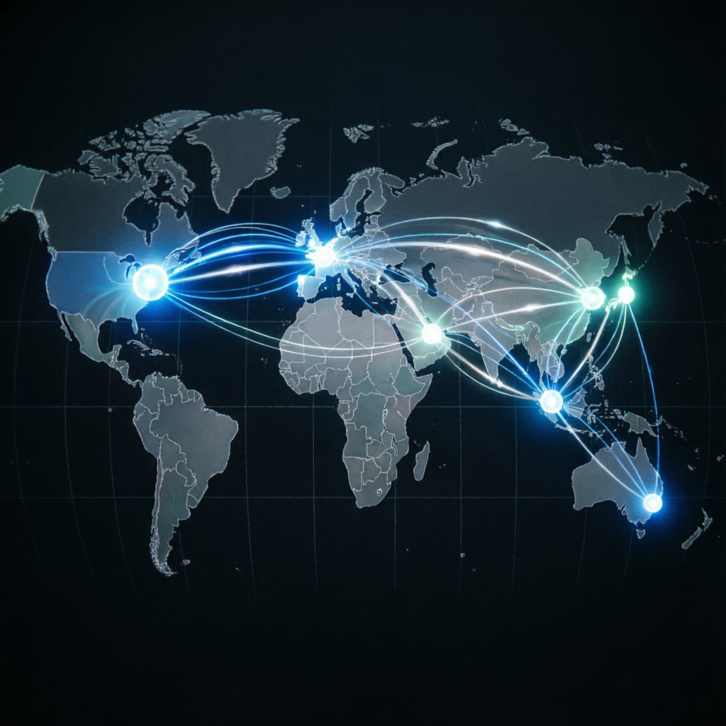 Global network map showing Prop Firm Gurus worldwide coverage
