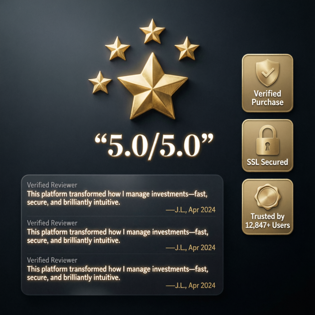 5-star verified customer reviews and trust badges for Prop Firm Gurus