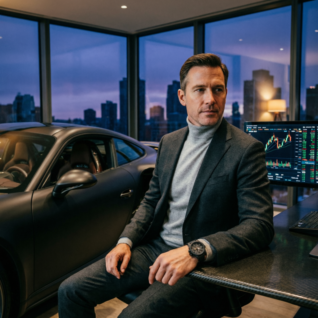 Successful funded trader enjoying luxury lifestyle with financial freedom