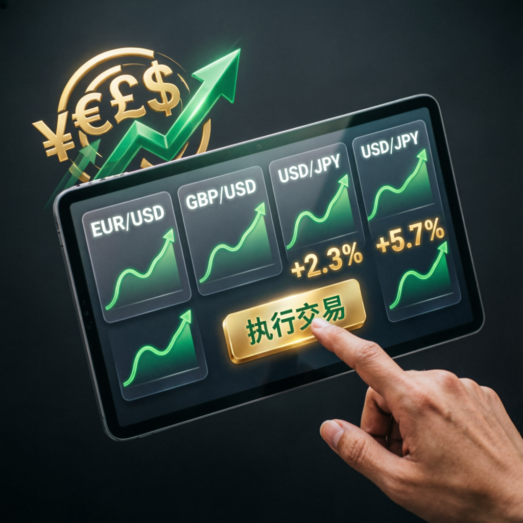 Forex account management service showing multiple currency pairs with positive returns