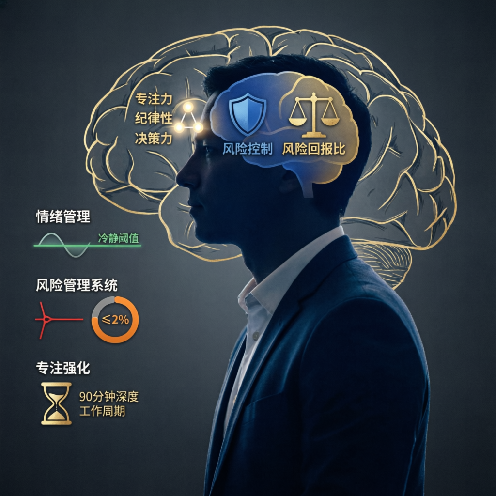 Trading psychology and mental discipline concept showing emotional control and risk management