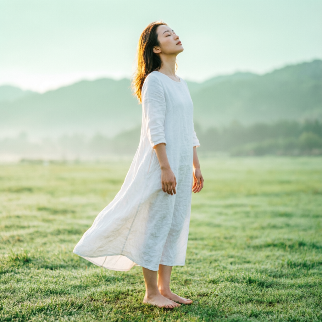Mujer conectando con la naturaleza