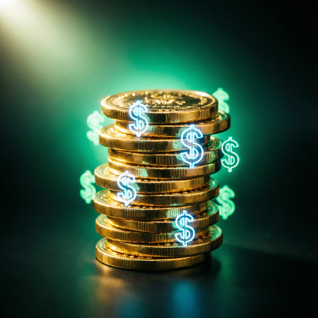 Gold coins stack representing Topstep payout success