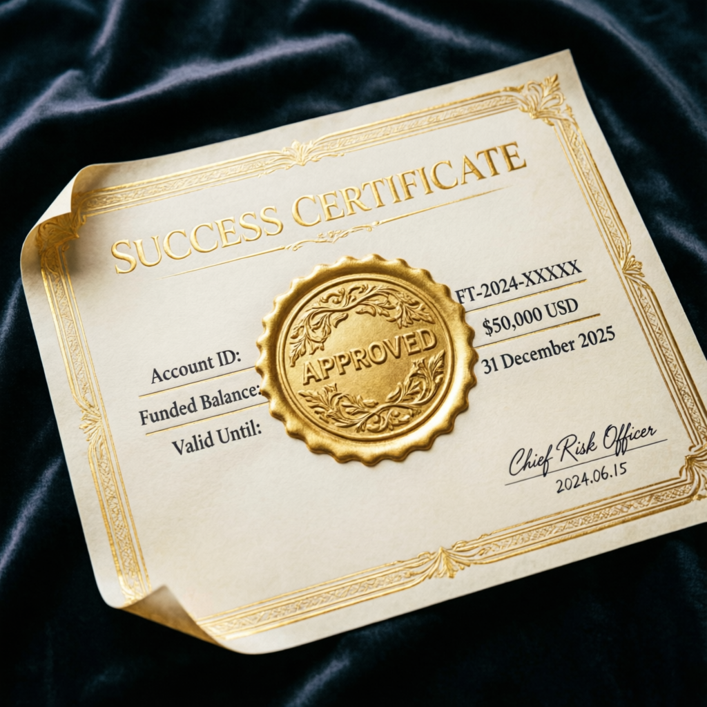 Success certificate for funded trading account approval