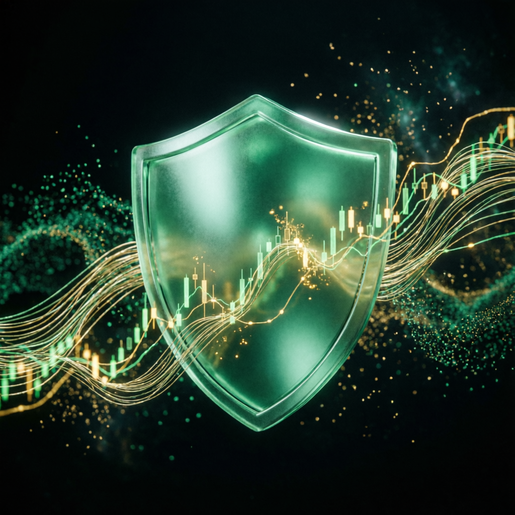 Risk management shield protecting trading account from drawdown