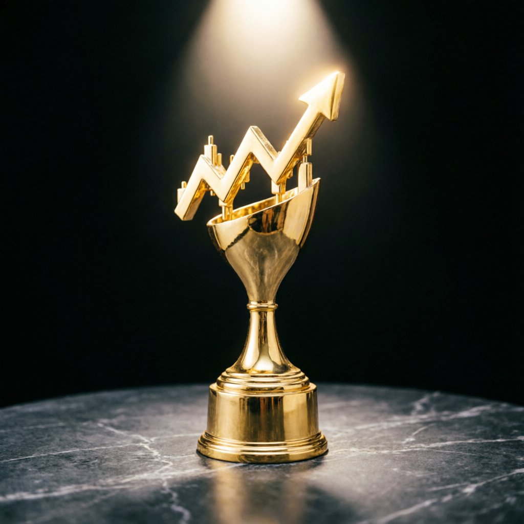 Gold trophy representing trading excellence and successful prop firm challenge completion
