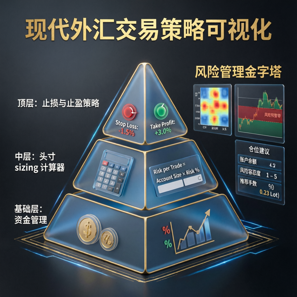 Trading strategy visualization with risk management pyramid