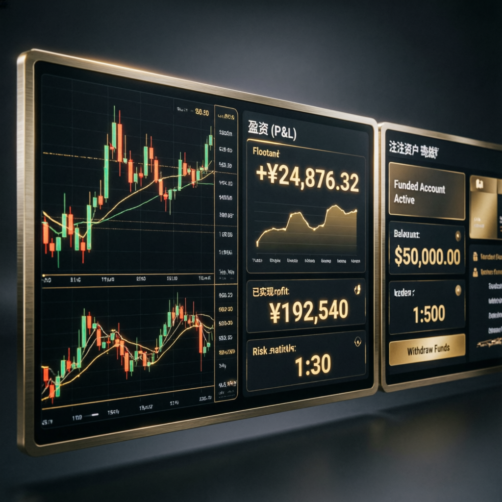 Professional funded account management dashboard showing trading results and account performance