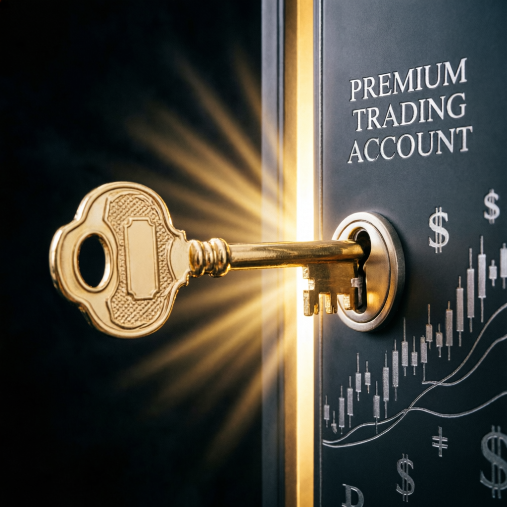Gold key unlocking premium trading account