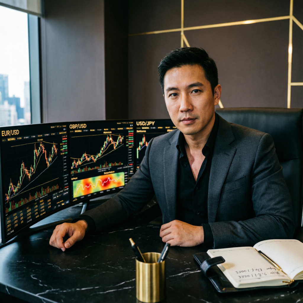 Professional forex account manager analyzing currency pairs