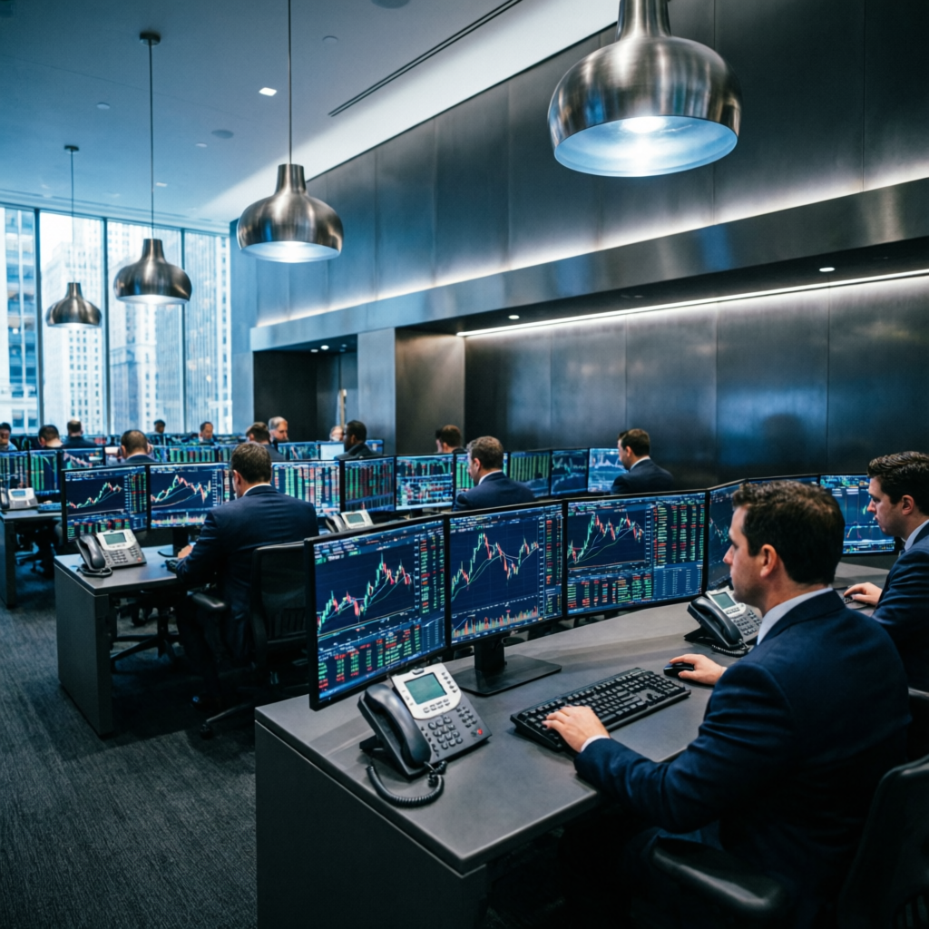 Professional trading floor in Chicago where Topstep operates