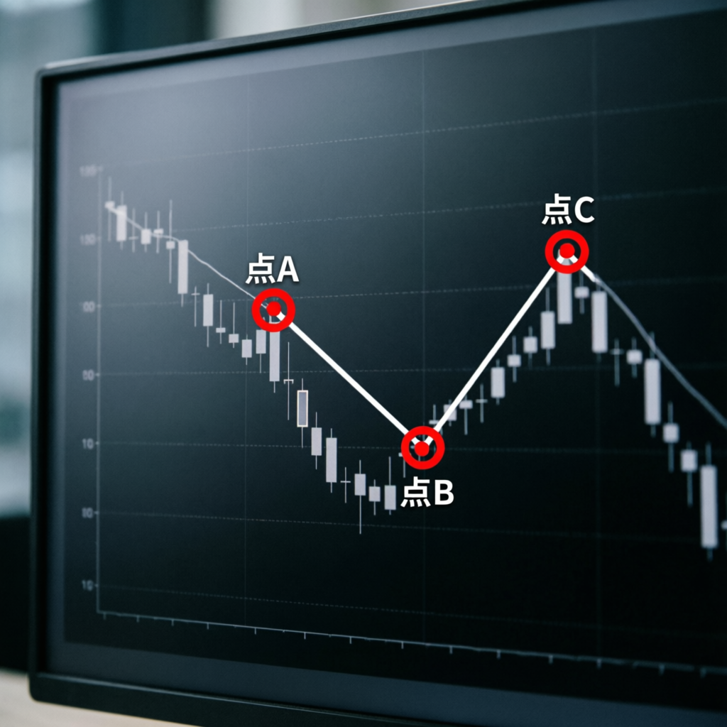 ABC pattern chart analysis showing swing points on candlestick chart for Topstep futures trading strategy