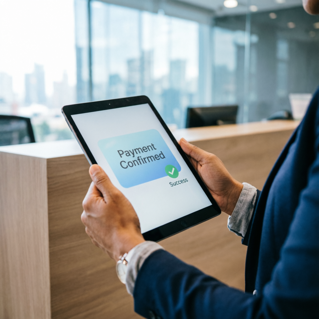 Professional payout confirmation on tablet showing successful Topstep funded account withdrawal