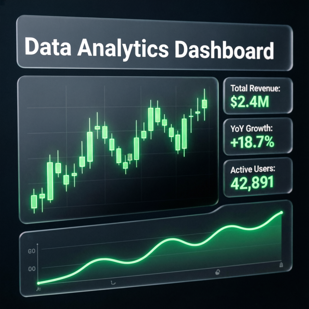 Data analytics dashboard showing trading performance metrics