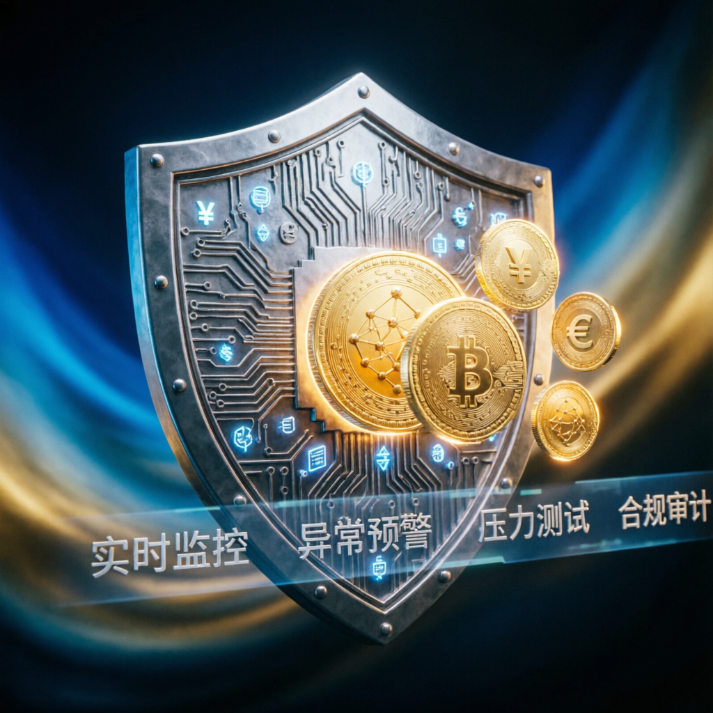 Digital shield protecting trading capital with risk management visualization