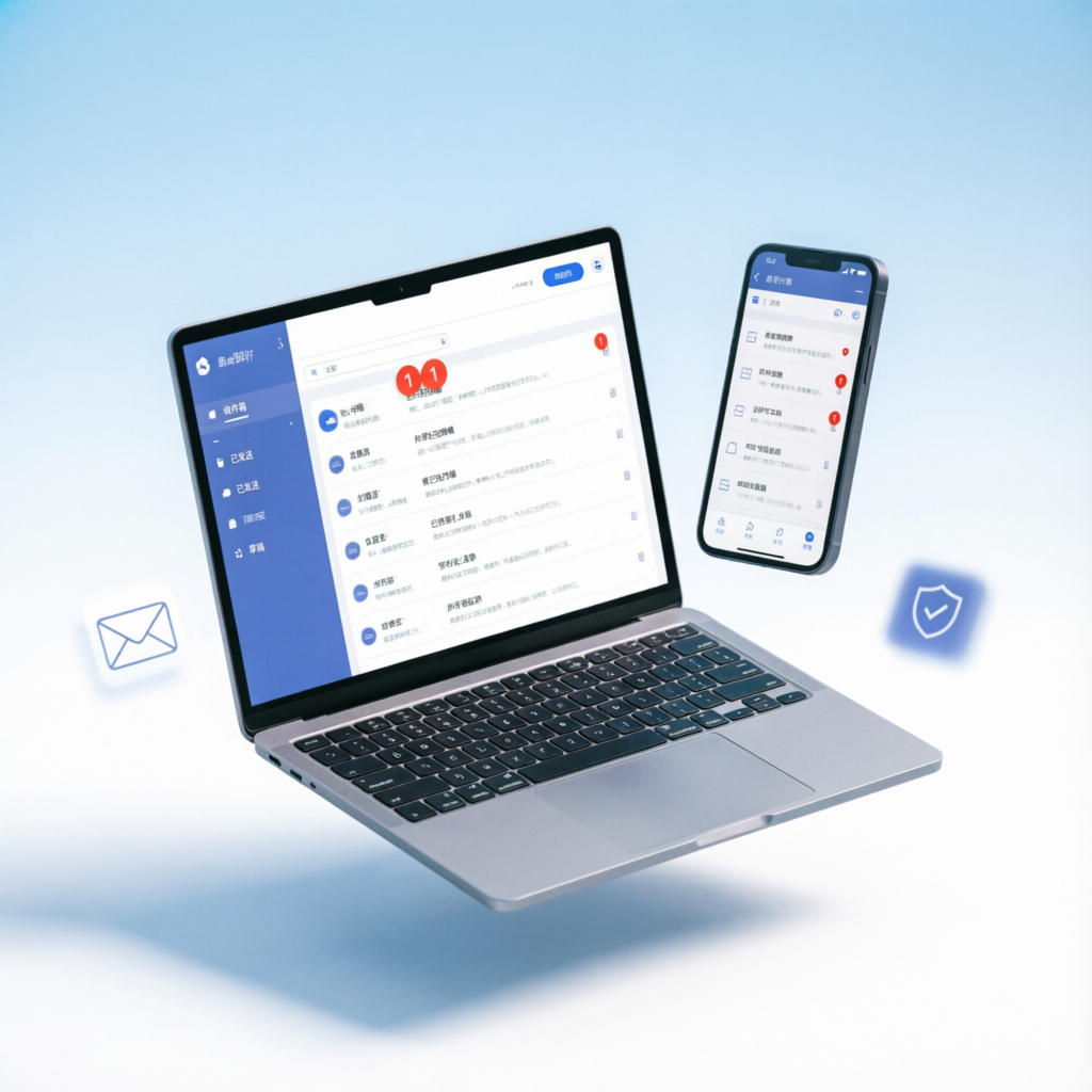 Webmail de MailNetwork en laptop y smartphone