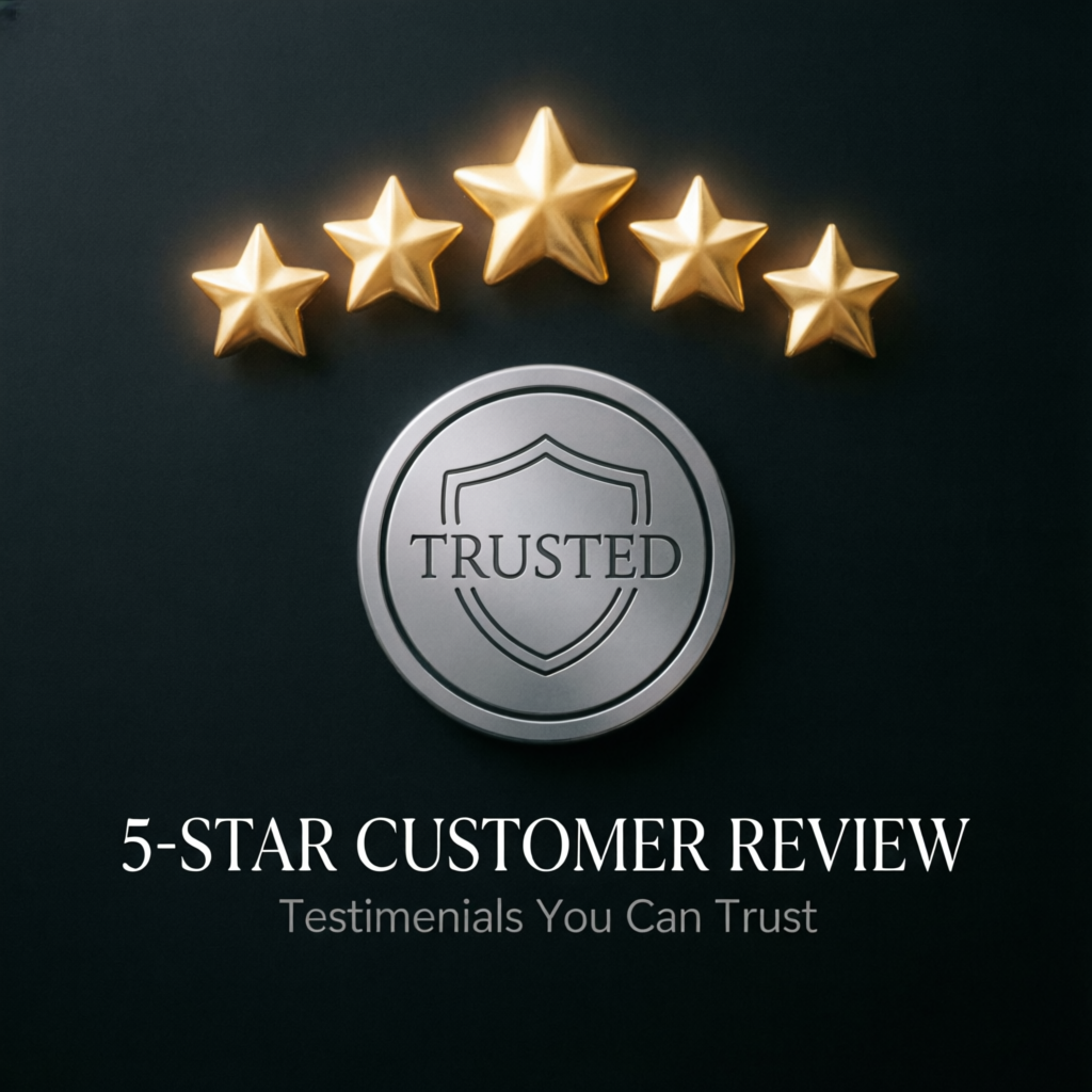 5-star customer reviews and trust signals