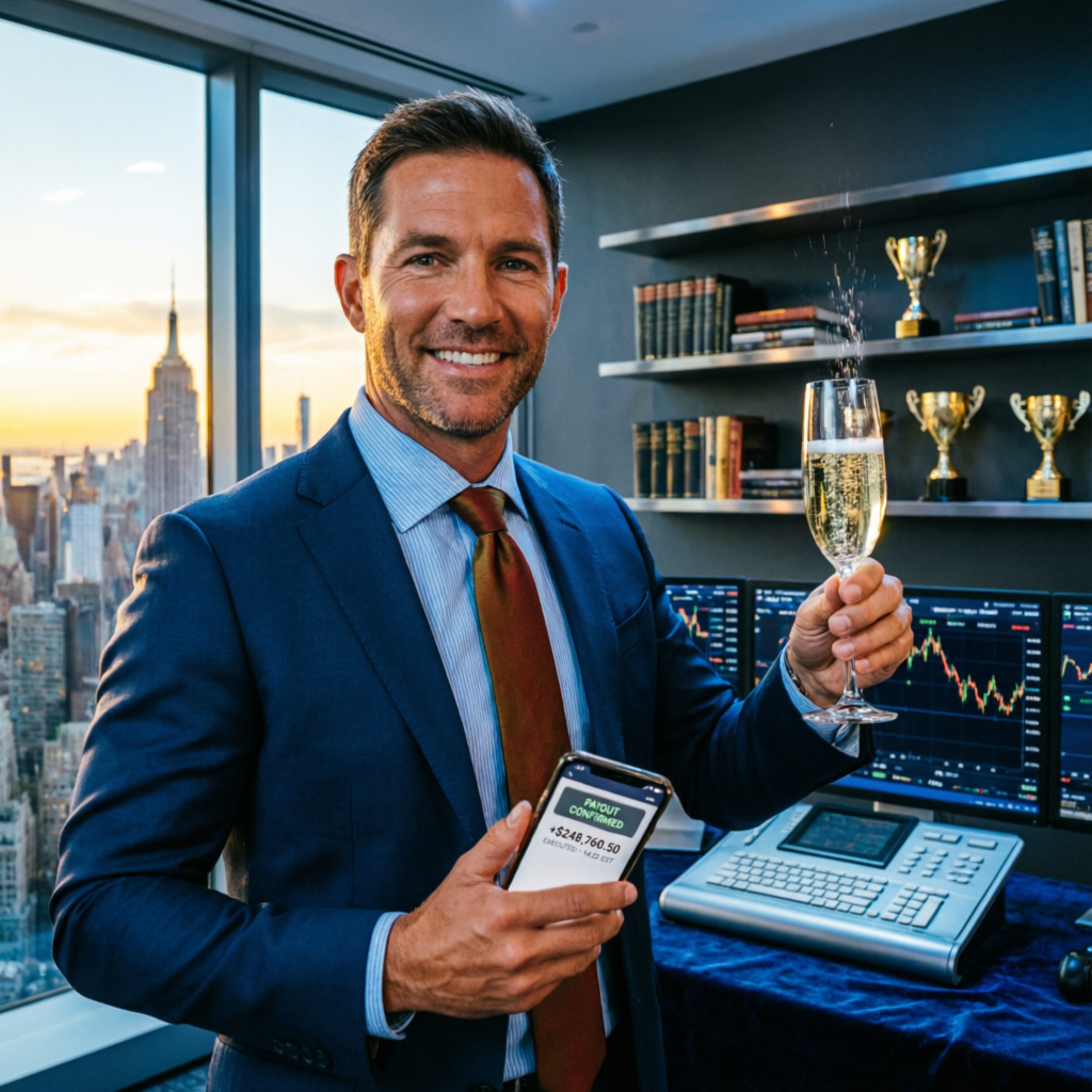 Trader celebrating payout success with Apex Trader Funding