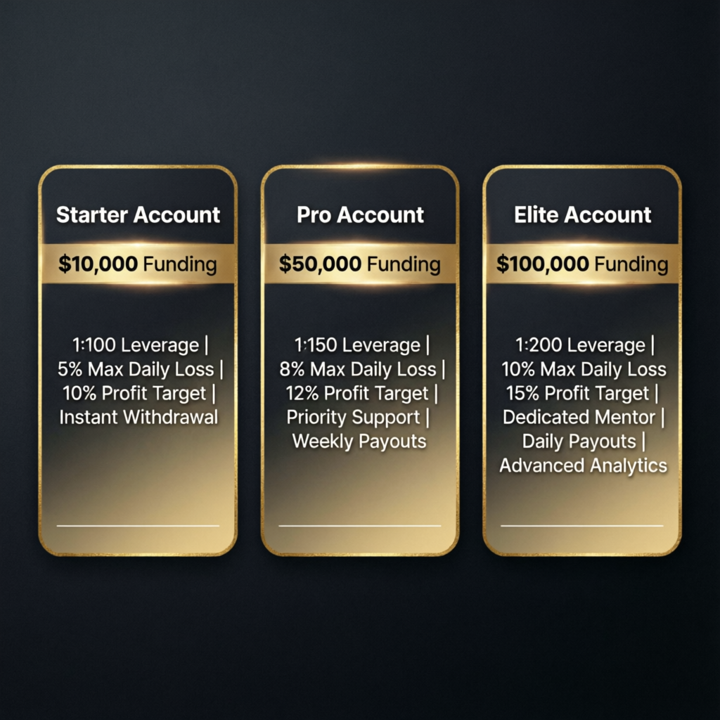 Premium pricing packages for prop firm services