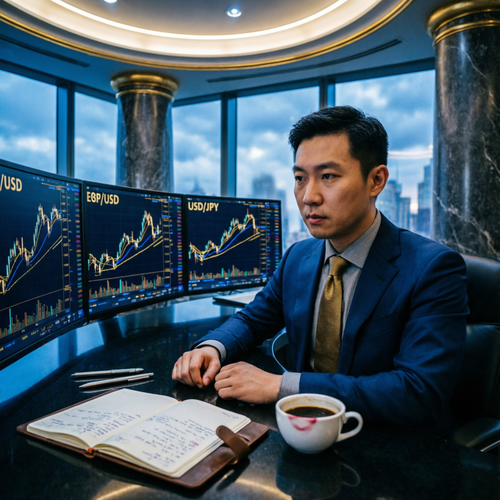 Professional trader analyzing funded account management strategy
