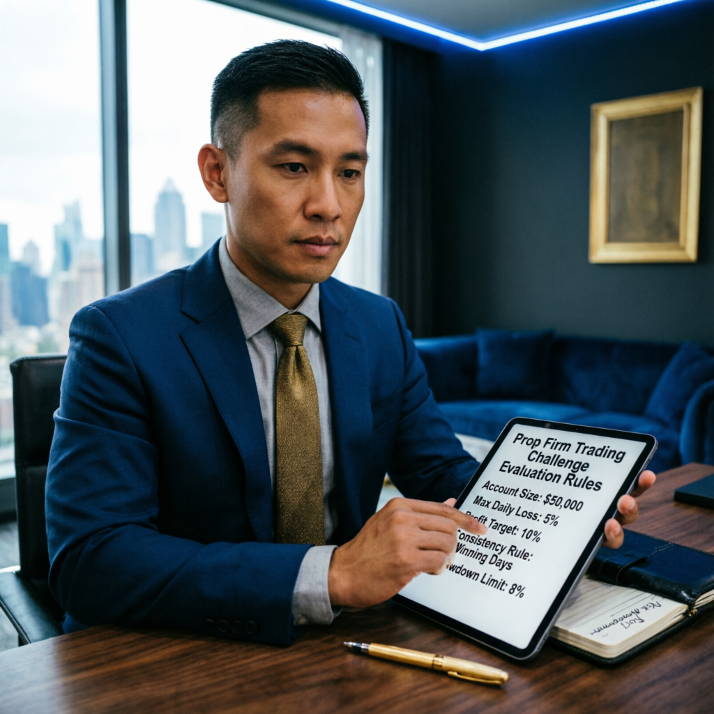 Prop firm trading challenge evaluation rules explained