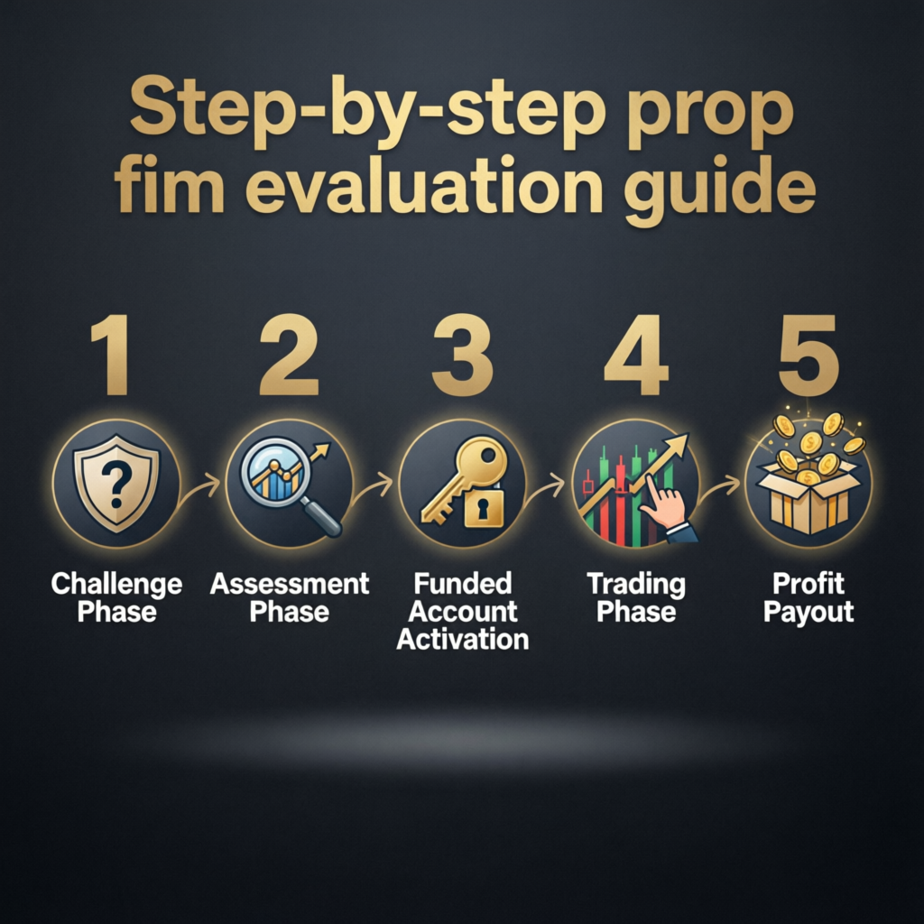 Step-by-step prop firm evaluation guide from PFM Capitals funded account management