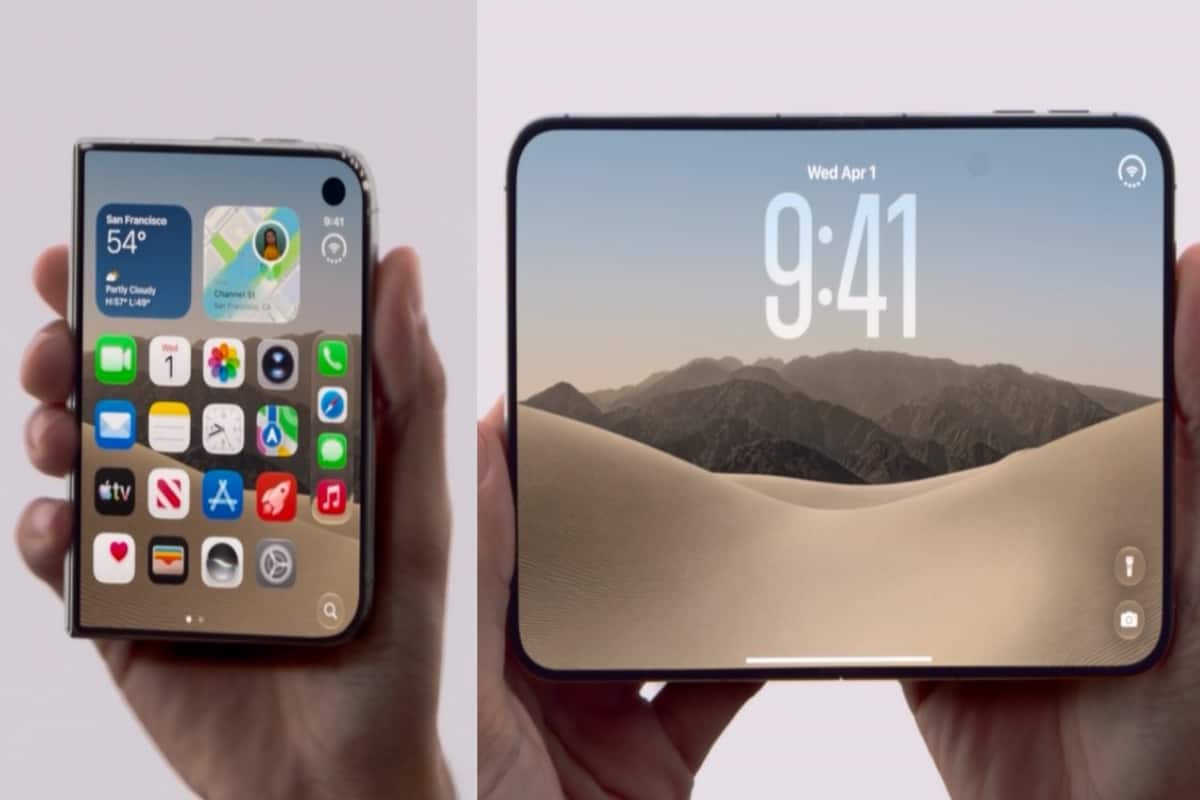 iPhone Duo digenggam: tertutup dengan layar luar 5,4 inci dan terbuka dengan layar dalam 7,6 inci