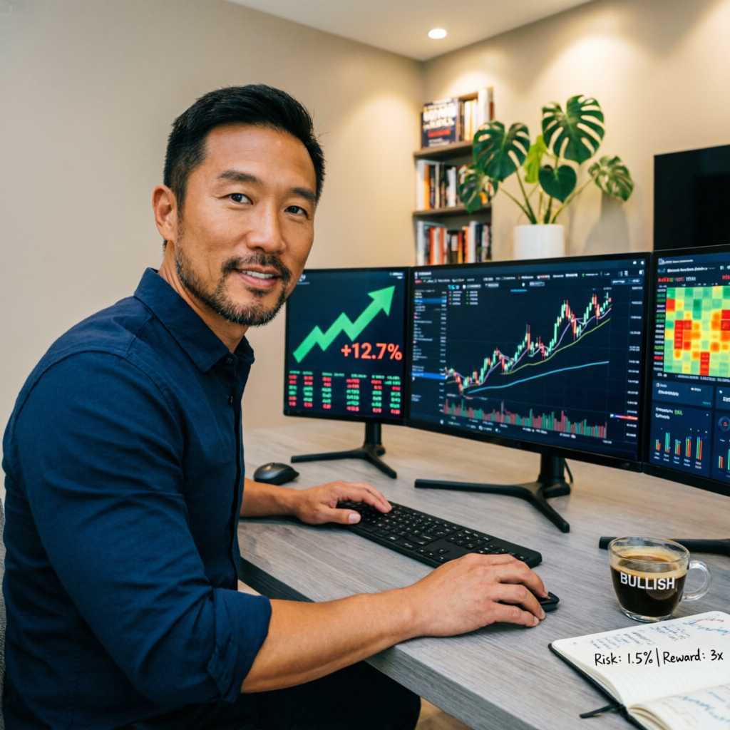 Professional trader success story at trading desk