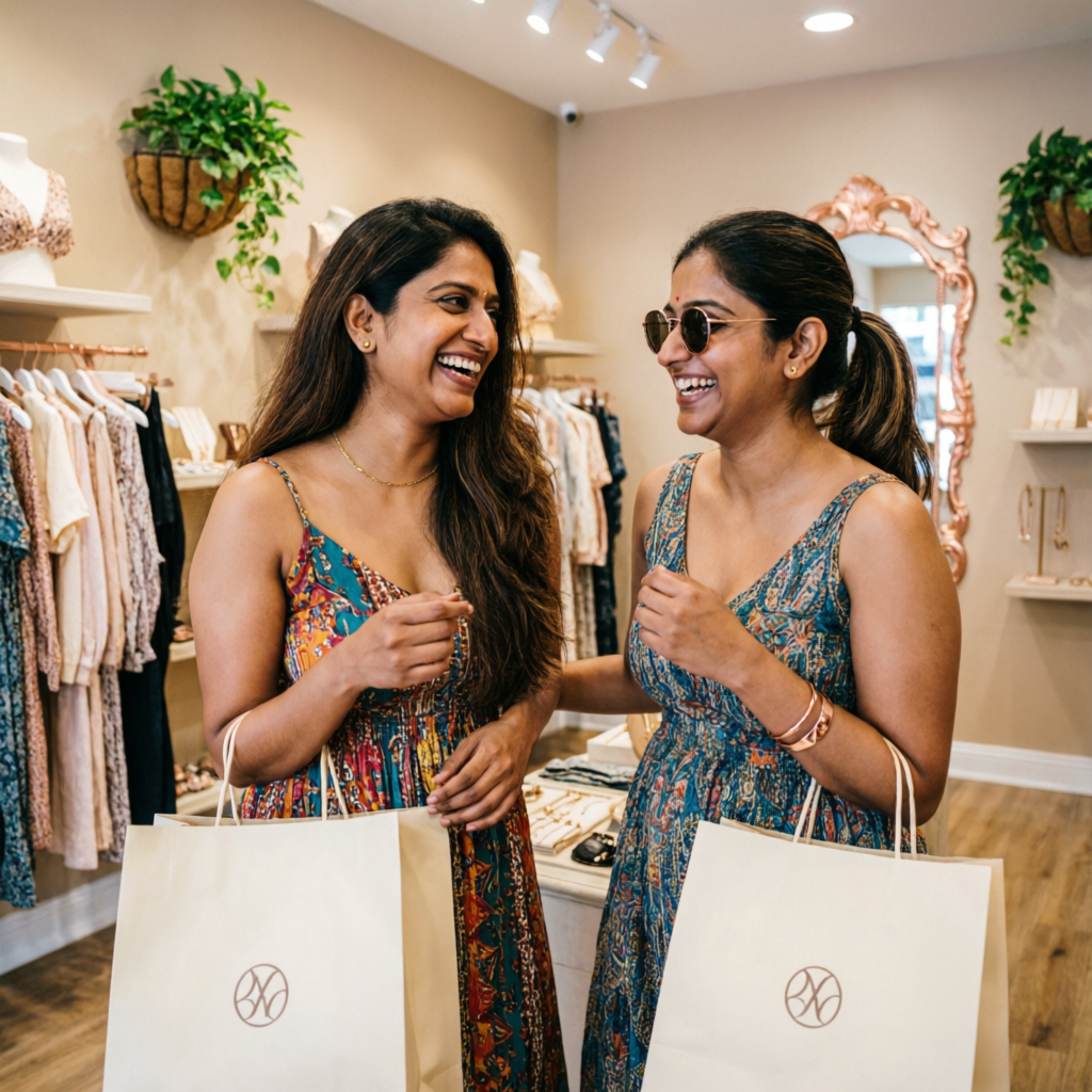 Happy customers shopping at best ladies fashion store in Surat