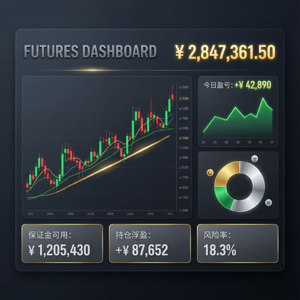 Apex Trader Funding premium futures dashboard showing account balance and profit metrics