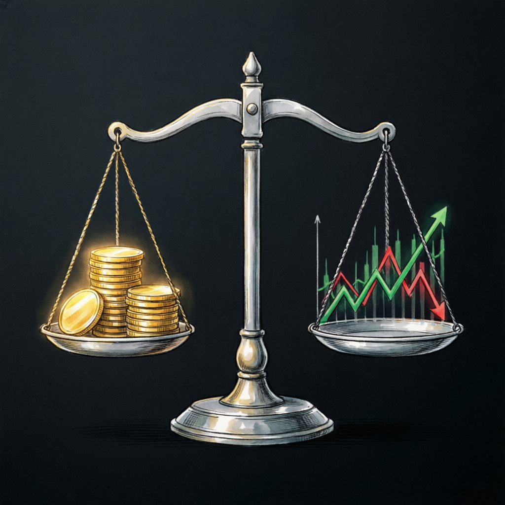 Risk management concept showing balance between capital preservation and profit growth