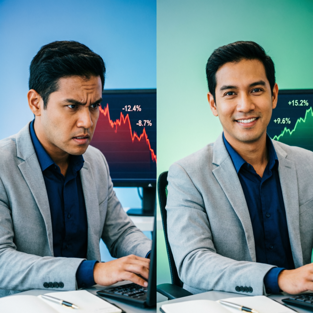 Comparison between struggling trader and successful trader with prop firm funded account