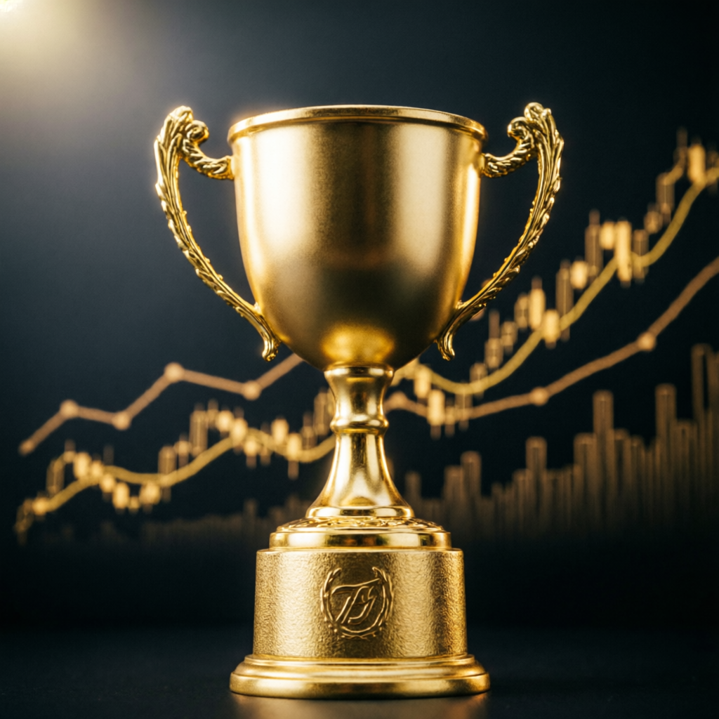 Golden trophy representing trading success and achievement