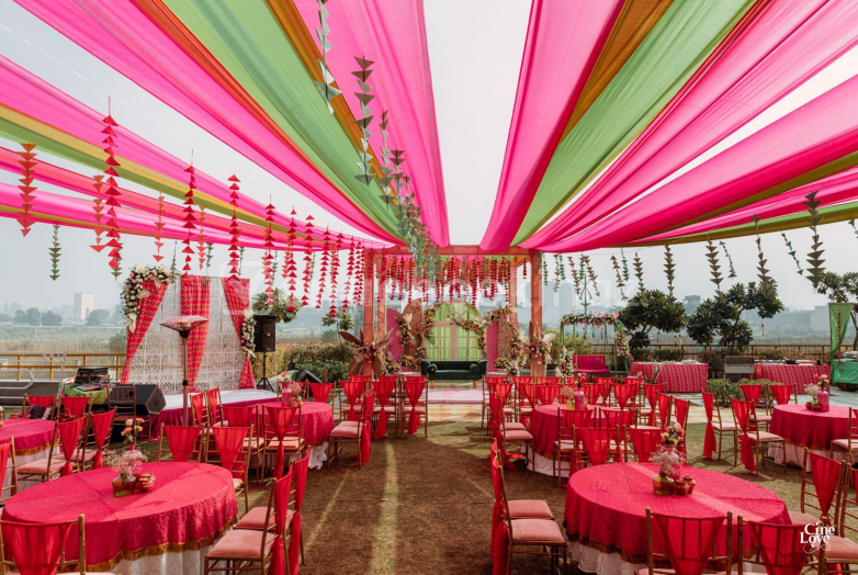 Outdoor celebration dining setup at Vrindavan Inn banquet Lucknow