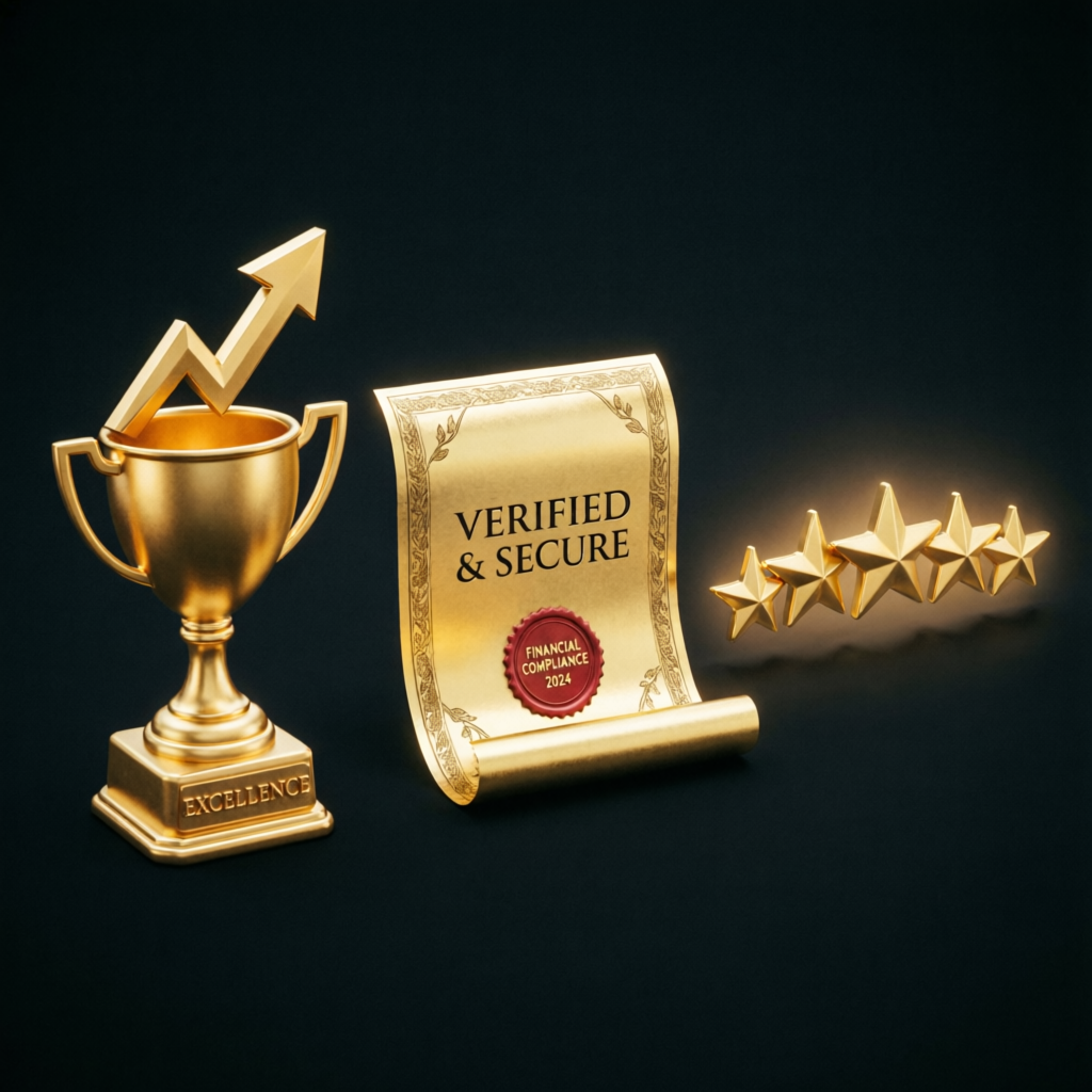 Awards and trust badges for professional prop firm services