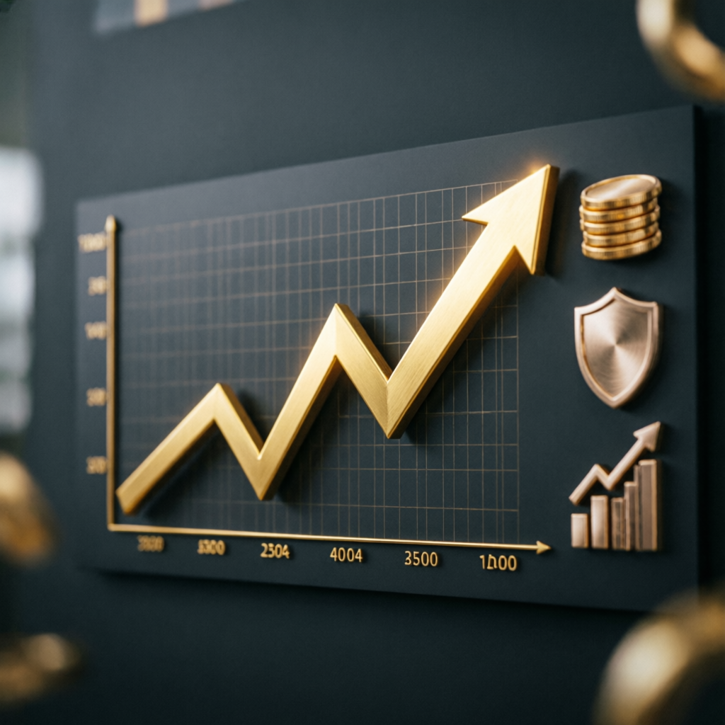 Financial growth chart showing upward trending profits from PFM Capitals funded account management service results