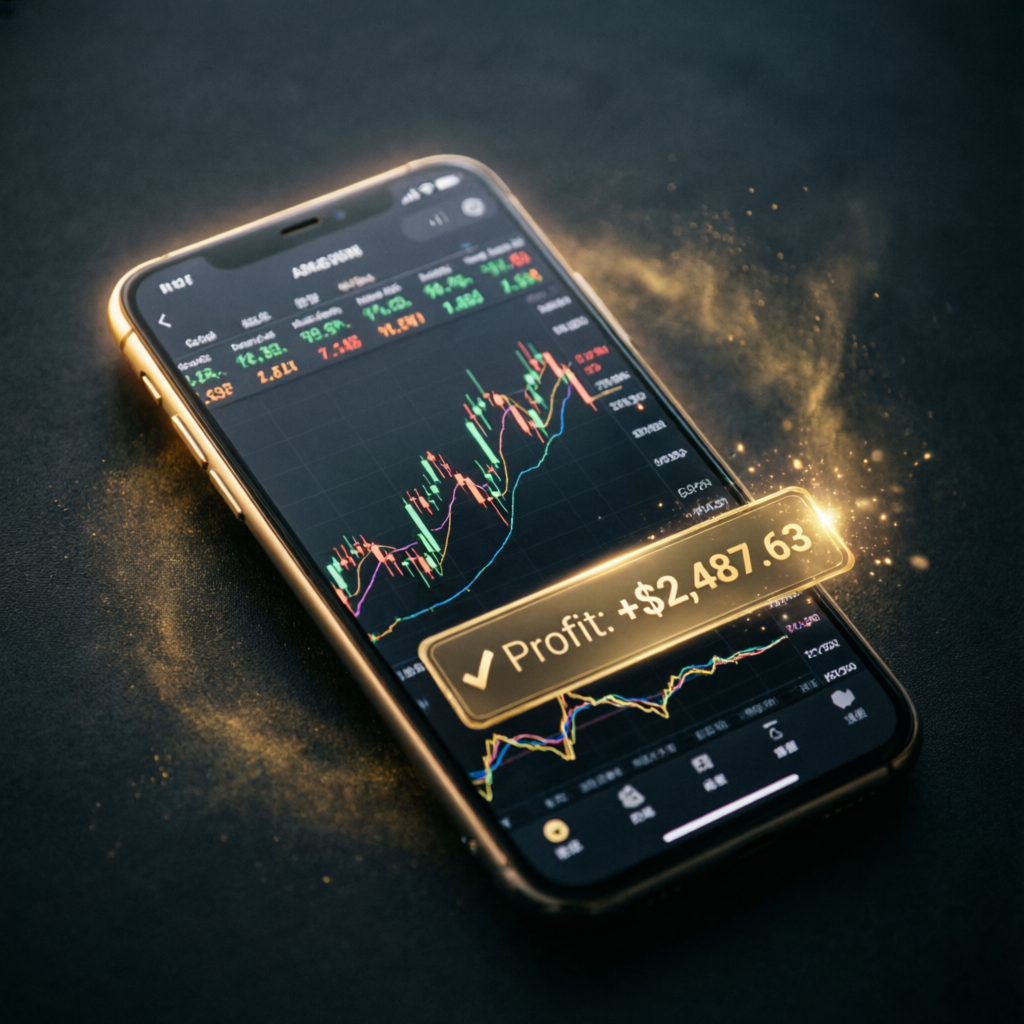 Mobile trading profits from funded account