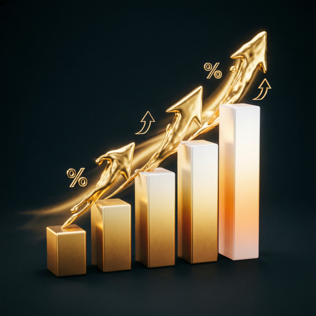 Financial growth chart showing upward trend representing prop firm trading success